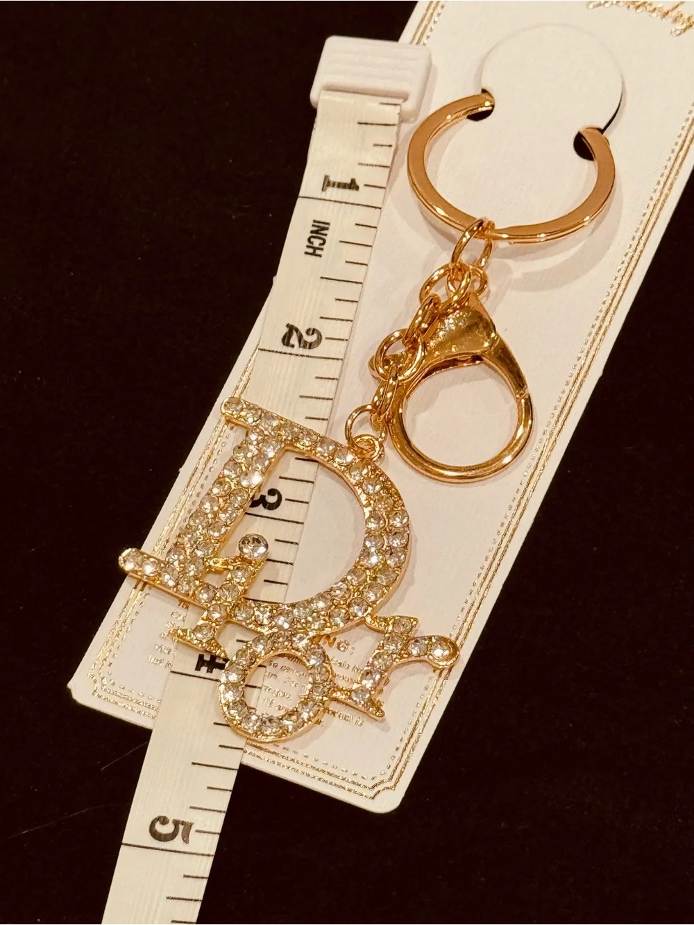 Bag Charm Crystal Monogram Keychain Silver Tone NWT